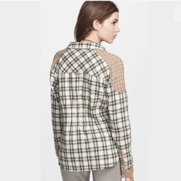 Free People Plaid Cotton Catch Up With Me Shirt - Picture 3 of 6